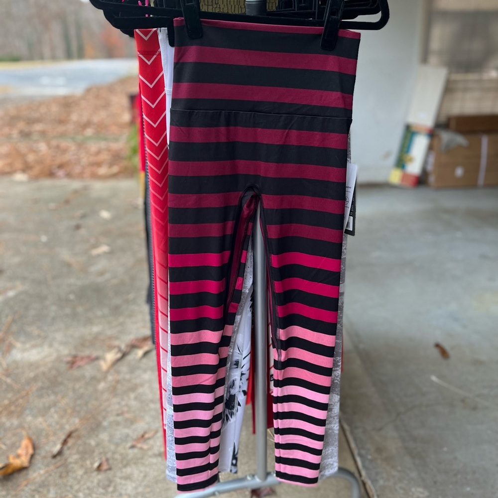 K-Deer striped pink leggings